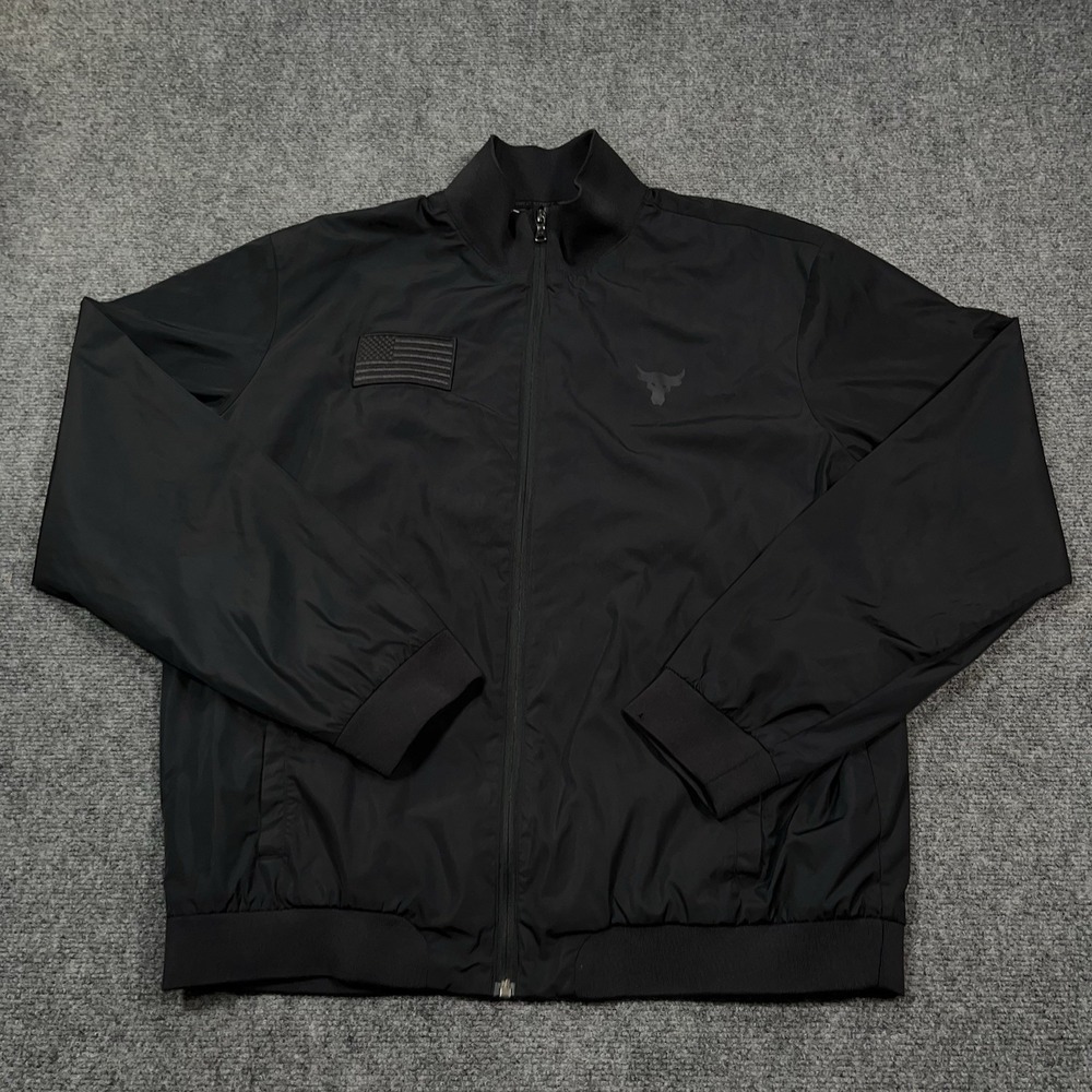 RARE! 2020 Under Armour Project Rock Freedom Veterans Day Men's XL Bomber Jacket